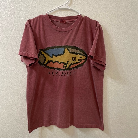 Key west Florida shark shirt red vintage medium - Picture 1 of 6